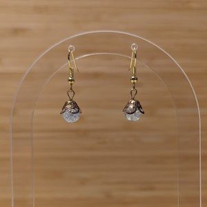 Dainty White Glass Bead Earrings